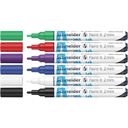 Akril marker készlet, 2 mm, SCHNEIDER Paint-It 310, 6 különböző szín