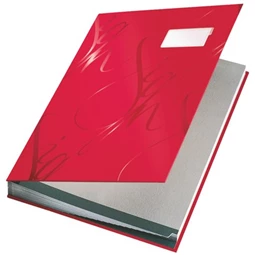 Aláírókönyv A/4 LEITZ Design 18 részes, karton, piros