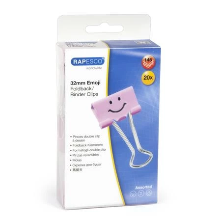 Bindercsipesz 32 mm RAPESCO Emoji rózsaszín