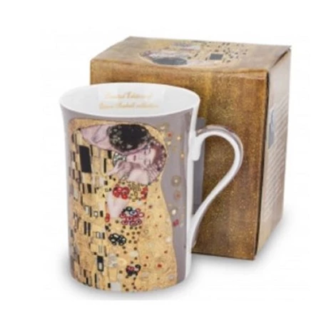 Bögre porcelán 250ml díszdobozban Klimt Kiss szürke