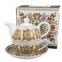 Bögre porcelán, egyszemélyes teás, Magyaros mintával HUNGARIAN