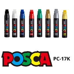 Filc UNI Posca PC-17K, 10-15mm , 8db/csomag, arany, ezüst, fehér, fekete, kék, piros, sárga, zöld