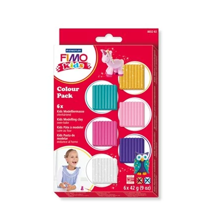 Gyurma süthető FIMO készlet Kids Color Pack 6x42 g, lányoknak