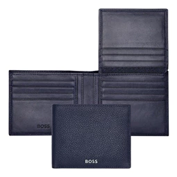 Hugo Boss Bőr pénztárca Classic Grained kék kihajtható névjegytartóval