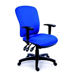 Irodai szék MAYAH Comfort állítható karfával, kék gyöngyszövet-borítás, fekete lábkereszt
