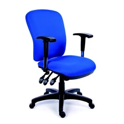 Irodai szék MAYAH Comfort állítható karfával, kék gyöngyszövet-borítás, fekete lábkereszt