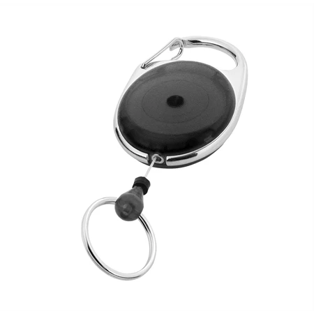 Kártyatartó kihúzható yoyo,  kulcstartós, hengeres csíptetővel  3,5 x 6,5 x 1cm, fekete