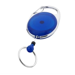 Kártyatartó kihúzható yoyo,  kulcstartós, hengeres csíptetővel  3,5 x 6,5 x 1cm, kék