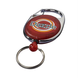 Kártyatartó kihúzható yoyo,  kulcstartós, hengeres csíptetővel  3,5 x 6,5 x 1cm, piros