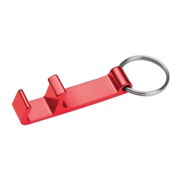 Kulcstartó fém üvegnyitó és mobiltartó, piros