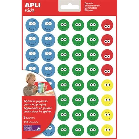 Matrica APLI Happy face emoji, 3db/csomag