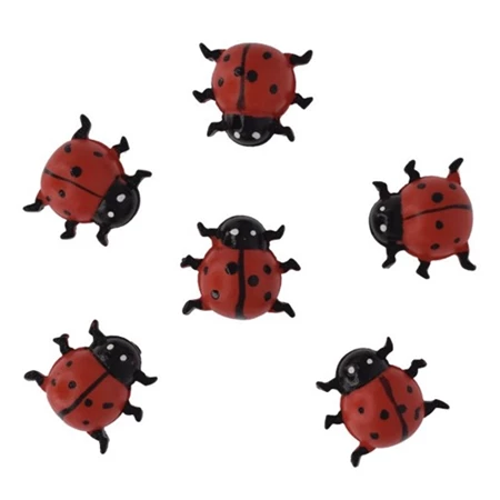 Öntapadós figura katicabogár poly 2,8x2,4x1,3cm piros,fekete 6db/csomag