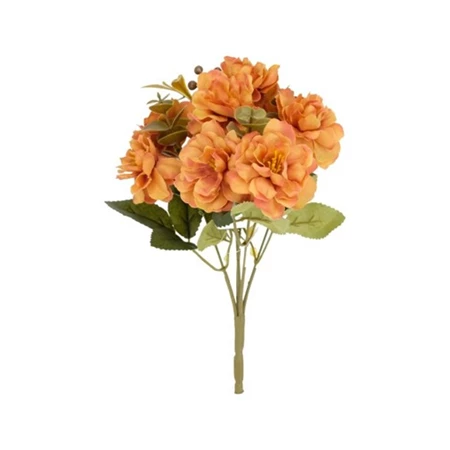 Selyemvirág mályvarózsa csokor 28cm narancs, rózsaszín