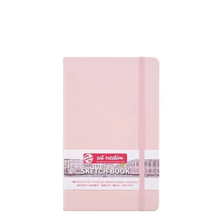Skicckönyv rajzpapír 13x21cm TALENS 80lap keményfedeles gumis 140g pasztel rózsaszín
