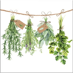 Szalvéta 1db 33x33cm Fresh Herbs, Friss gyógynövények