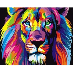 Számozott kifestő Brushme 40x50cm Rainbow lion, Szivárványos oroszlán