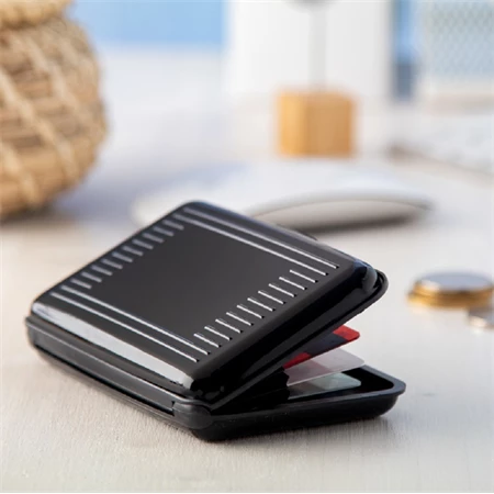 Tok bankkártya tartó 6 részes, alumínium, 60×90 mm, RFID védelemmel, fekete színű