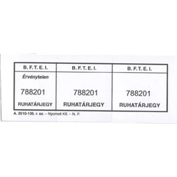 A 3510-135 Ruhatárjegy 45 x 125mm 100 lapos fekvő