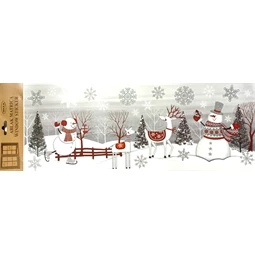 Ablakmatrica 21x60cm manó, hóember, ezüst, piros, fehér