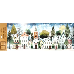 Ablakmatrica 53x20cm karácsonyi falu, erdei tájkép