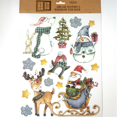 Ablakmatrica 41x29cm karácsonyi jegesmedvés kék/fehér