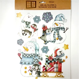 Ablakmatrica 41x29cm karácsonyi jegesmedvés kék/fehér