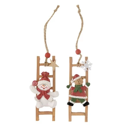 Akasztós dísz macival, poly, 12,1x4,2x1,9cm piros