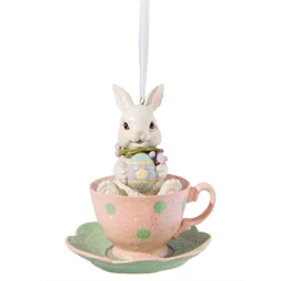 Akasztós dísz nyuszi csészében tojással 9x9x11cm