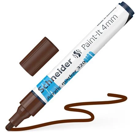 Akril marker, 4 mm, SCHNEIDER Paint-It 320, barna