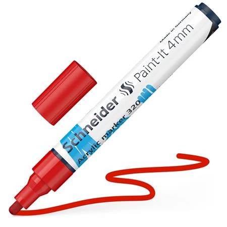 Akril marker, 4 mm, SCHNEIDER "Paint-It 320", piros