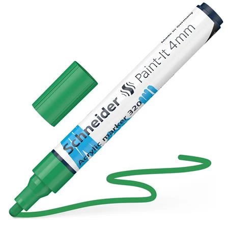 Akril marker, 4 mm, SCHNEIDER "Paint-It 320", zöld