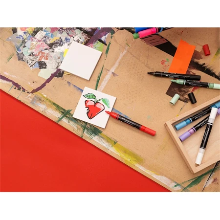 Akril marker FABER Multimark 219 kétvégű 1-1,2/2-3mm eperpiros