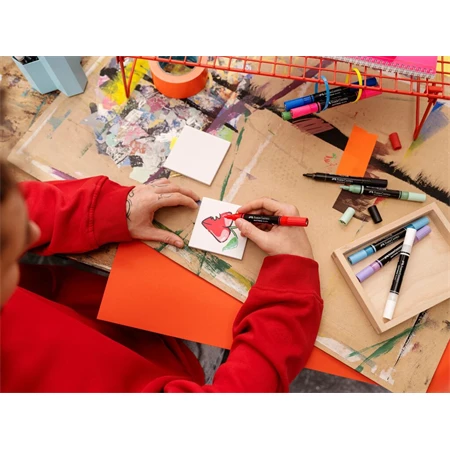 Akril marker FABER Multimark 219 kétvégű 1-1,2/2-3mm eperpiros