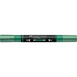 Akril marker Faber-Castell Multimark 295 kétvégű 1-1,2/2-3mm metál zöld
