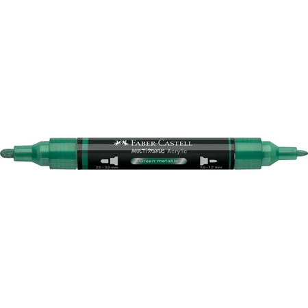 Akril marker Faber-Castell Multimark 295 kétvégű 1-1,2/2-3mm metál zöld