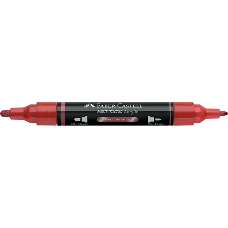 Akril marker Faber-Castell Multimark 296 kétvégű 1-1,2/2-3mm metál piros