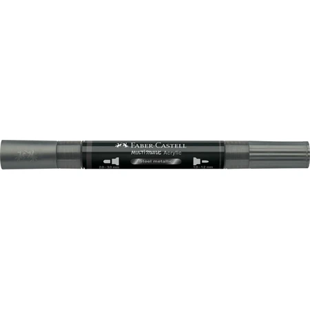 Akril marker Faber-Castell Multimark 297 kétvégű 1-1,2/2-3mm metál acélszürke