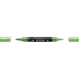 Akril marker Faber-Castell Multimark 298 kétvégű 1-1,2/2-3mm metál zsályazöld