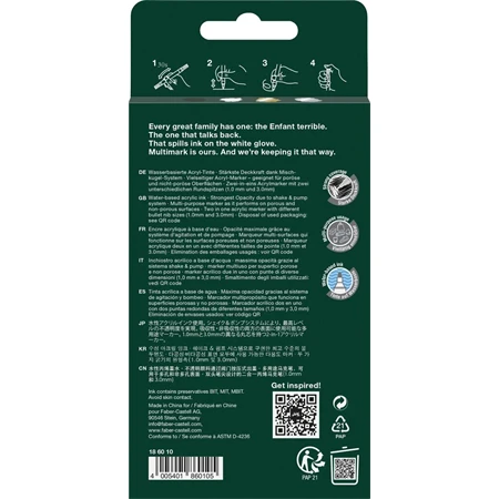Akril marker Faber-Castell Multimark kétvégű készlet 4db-os klasszikus színek 1–1,2 mm / 2–3 mm