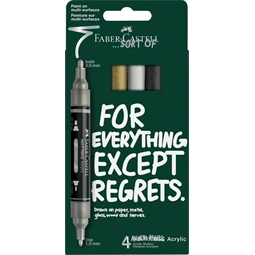 Akril marker Faber-Castell Multimark kétvégű készlet 4db-os klasszikus színek 1–1,2 mm / 2–3 mm
