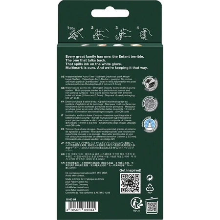 Akril marker Faber-Castell Multimark kétvégű készlet 4db-os metál színek 1–1,2 mm / 2–3 mm