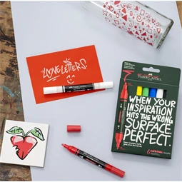 Akril marker Faber-Castell Multimark kétvégű készlet 6db-os alapszinek 1–1,2 mm / 2–3 mm