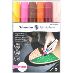 Akril marker készlet, 4 mm, SCHNEIDER Paint-It 320, 6 különböző szín