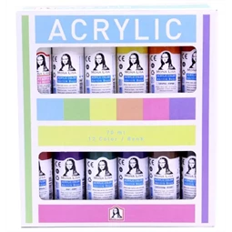 Akrilfesték készlet 12x70 ml, Mona Lisa, extra 2db fehér színnel