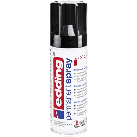 Akrilfesték spray, prémium EDDING 5200 200ml, fényes fekete JET BLACK GLOSS RAL9005 (951)
