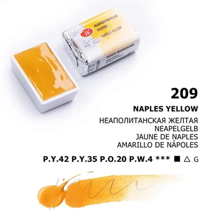 Akvarellfesték White Nights 2,5 ml szilkés 209 Naples Yellow