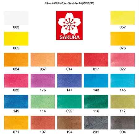 Akvarellfesték készlet SAKURA Koi víztartályos ecsettel 24db-os