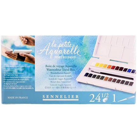 Akvarellfesték készlet Sennelier  24db-os 1/2, ecsettel és kiegészítőkkel La petite Aquarelle