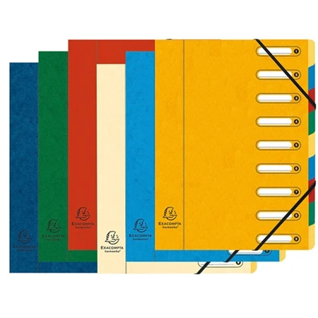 Aláírókönyv Exacompta 9 részes 245x320 mm ablakos karton Előrendező vegyes színekben