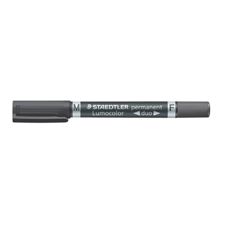 Alkoholos filc STAEDTLER Lumocolor Duo F/M, 0,6/1,5 mm, kúpos, kétvégű, fekete